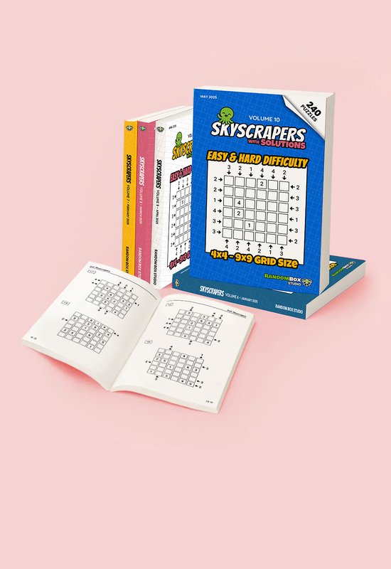 A Skyscraper book showcase with multiple books stacked for a display